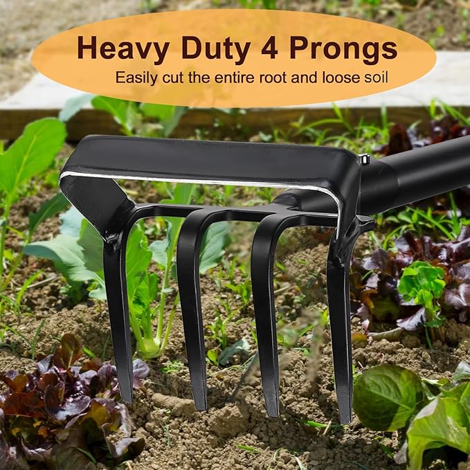 Garden Hoe Weeding Tool, Heavy Duty 73" Long Handle Stirrup Hoe Cultivator, 2 in 1 Action Scuffle Hula Push Pull Hoe Manual Weeder for Gardening Landscaping Loosening Soil Removing Grass