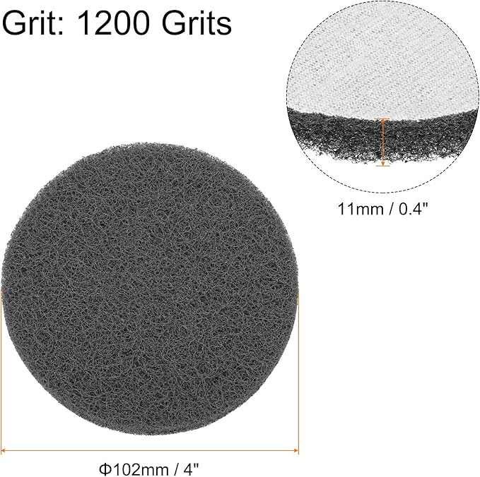HARFINGTON 12pcs Scrubber Scouring Pads 1200 Grits 4 Inch Drill Power Brush Hoop and Loop Surface Conditioning Disc Drill Scuffing Disc Scrub Pads for Home Kitchen Cleaning, Light Grey