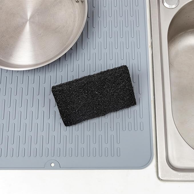 Restaurantware RW Clean 6 Inch x 3.5 Inch Scouring Pads 10 Multi Purpose Scrub Pads - Non Abrasive Heavy Duty Black Nylon Scrub Pads For Cleaning For Cleaning Or Scrubbing