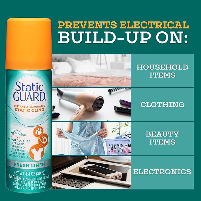 Static Guard Fabric Spray, Fresh Linen Scent, 1.4 Ounce Can