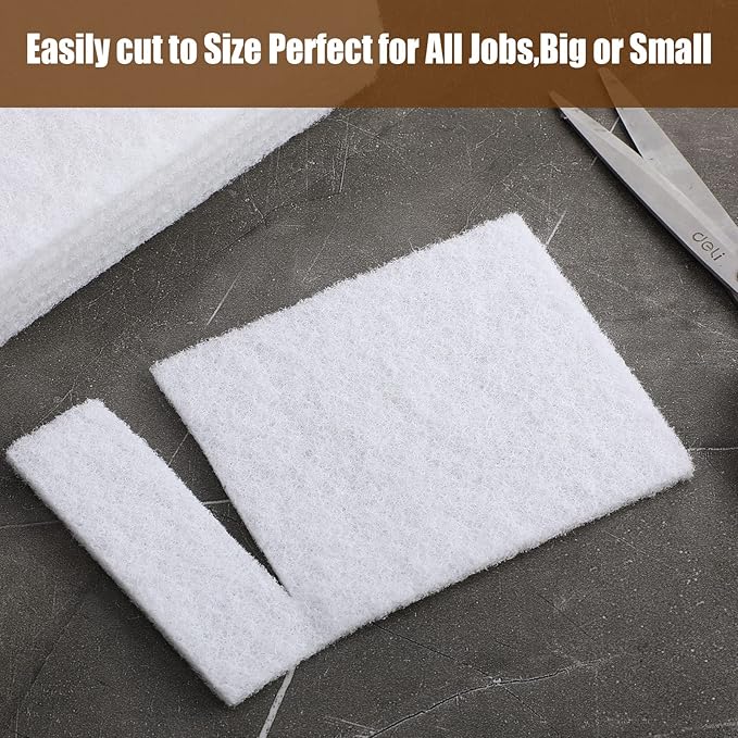 20 Pieces White Scrubbing Pad Non Scratch Scouring Pads Non Woven Scouring Sponge Multipurpose Abrasive Multi Surface Scrubber for Cleaning Polishing(6 x 9 Inch)
