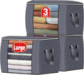 Fab totes 24 Gallons Clothes Storage, Foldable Thick Fabric Blanket Storage Bags, Containers for Organizing Bedroom, Closet, Clothing, Comforter, Organization with Handle (3 Pack,Grey)