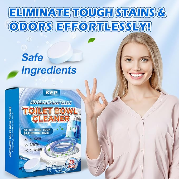 Automatic Toilet Bowl Cleaner Tablets–Fresh Scent,Long-Lasting Clean–Safe for Tanks&Pipes Deodorizing and Descaling –Bathroom Cleaner Against Tough Stains Keeps Bowl Clean Between Washes-50 PACK-1111