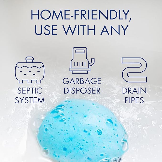 Glisten Garbage Disposer Cleaner and Freshener, Sink Disposal Odor Eliminator with Foaming Action, Lemon Scent, 4 Packets