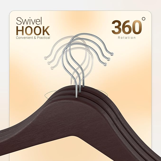 Utopia Home Premium Wooden Hangers 30 Pack - Durable & Slim Coat Hanger - Suit Hanger with 360-Degree Rotatable Hook - Wood Hangers with Shoulder Grooves (Brown)