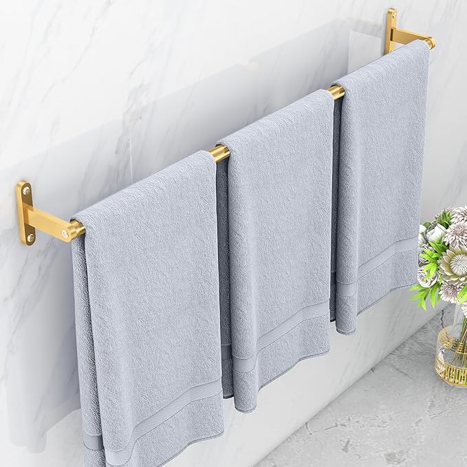 30 Inch Towel Bar Gold, Towel Bar for Bathroom Wall, Heavy Duty Single Bath Towel Rod, Modern Brushed Gold