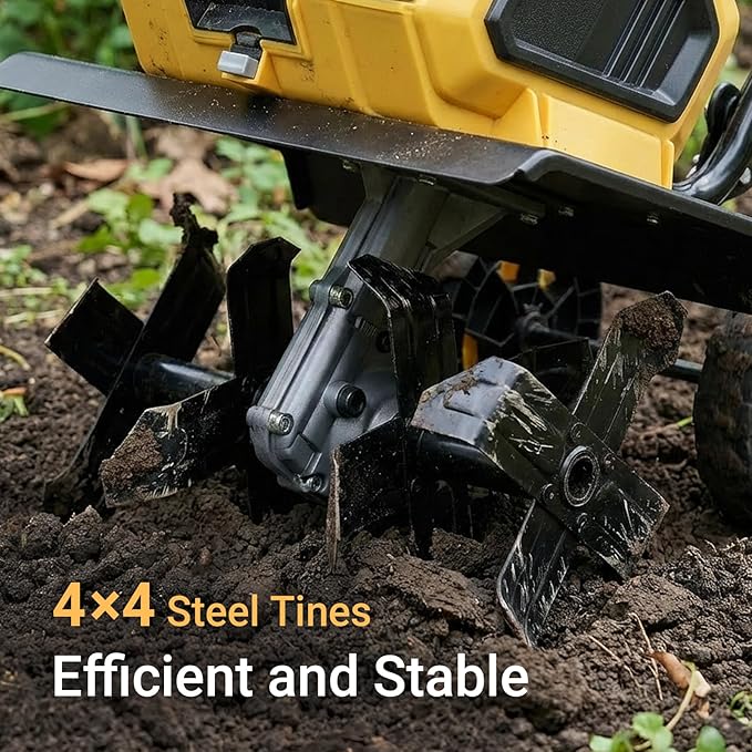 Mellif 40V Cordless Garden Tiller/Cultivator Compatible with Dewalt 20v Max Battery (Tool Bare) 14.2'' Width 8.7'' Depth 16 Steel Tines, Electric Rototiller Brushless Foldable with Adjustable Wheels