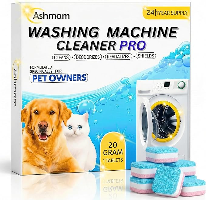 Washing Machine Cleaner Tablets, 24 Pack 1 Year Supply – Deep Clean Washer Cleaner for Front Load & Top Load HE Machines, Removes Odor & Residue, Lavender Fresh Scent, Septic Safe