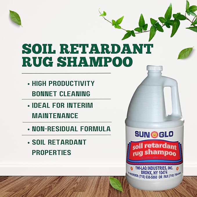 Sun-Glo Soil Retardant Rug Shampoo - High-Efficiency Bonnet Cleaning Solution (4x1 Gallon Case)