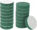 HARFINGTON 16pcs Scrubber Scouring Pads 180 Grits 2 Inch Drill Power Brush Hoop and Loop Surface Conditioning Disc Drill Scuffing Disc Scrub Pads for Home Kitchen Cleaning, Green