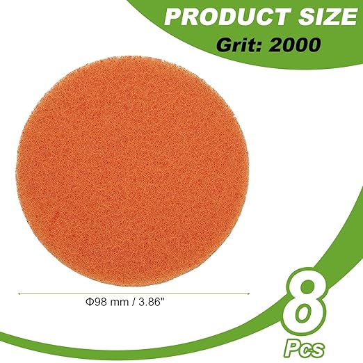 Power Scrub Pads, Scrubbing Pads 2000 Grits Scouring Discs - Fitting for (Home Kitchen Cleaning - Drill Attachment - Scrubber Replacement) 8 Pcs & 4 Inch & Orange