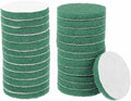 HARFINGTON 24pcs Scrubber Scouring Pads 180 Grits 3 Inch Drill Power Brush Hoop and Loop Surface Conditioning Disc Drill Scuffing Disc Scrub Pads for Home Kitchen Cleaning, Green