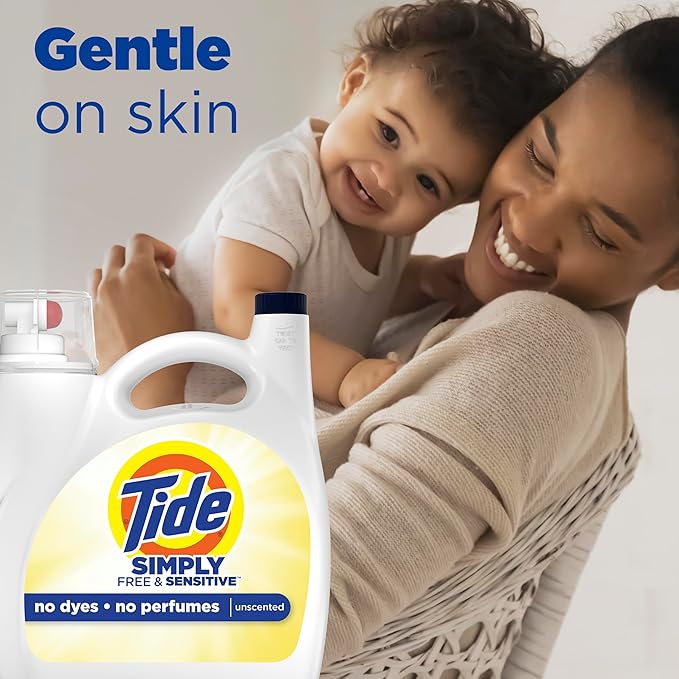 Tide Simply Liquid Laundry Detergent, Free & Sensitive Scent, 89 Loads, 117 fl oz