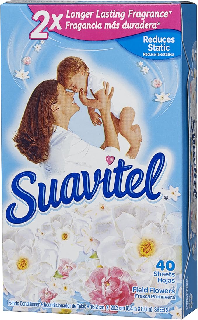 Suavitel Fabric Softener Dryer Sheets, Field Flowers, 40 Count