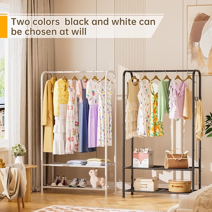 Golpart Clothes Garment Coat Rack Drying Clothing Racks Metal Freestanding for Hanging Clothes Portable Closet for Laundry Bedroom White