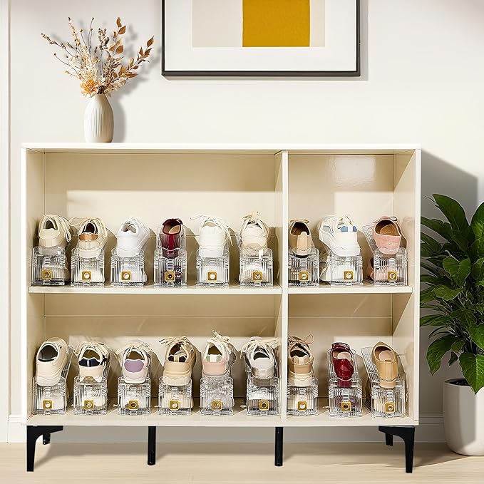 Shoe Slots Organizer for Closet, 20 Pack Shoe Stacker Organizer, Shoe Storage Space Savers 50%, 3 Levels Adjustable Shoe Racks for Closet Organization