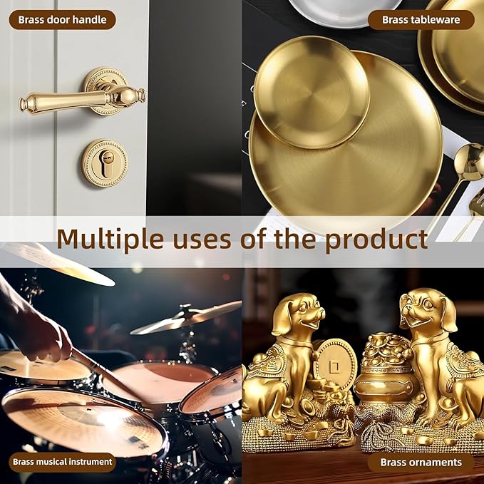 Brass Polish Copper Cleaner Cream:13oz Polishing Metal Tarnish Remover Cleaning and Restorer Kit for Sink/Jewelry/Musical Instruments/Bronze,Comes with Towel and Brush