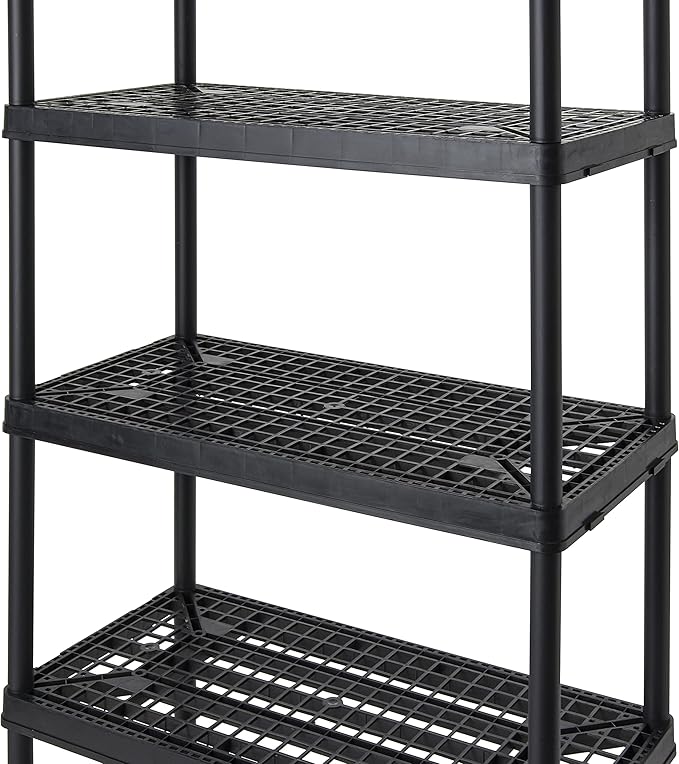 Gracious Living 72 Inch 5 Shelf Heavy Duty Light Weight Garage or Indoor Storage Unit Holds up to 150 Pounds with Easy Assembly (1 Pack), Black