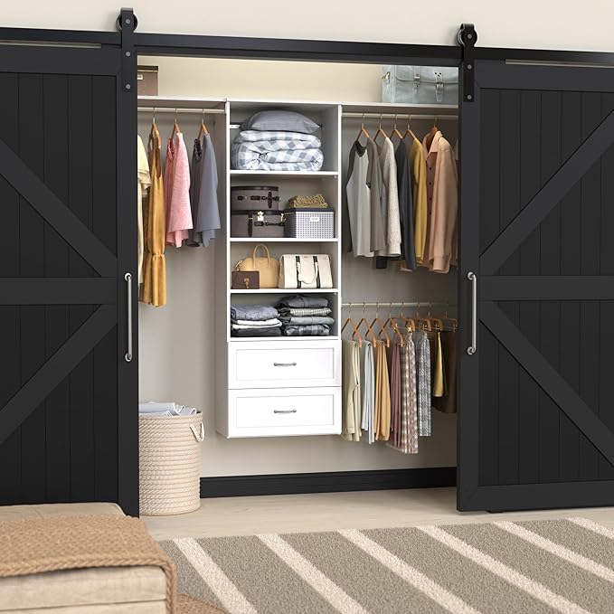 ClosetMaid SuiteSymphony Hanging Closet Kit Includes (1) Tower, (3) Closet Rods, and (6) Shelves, White