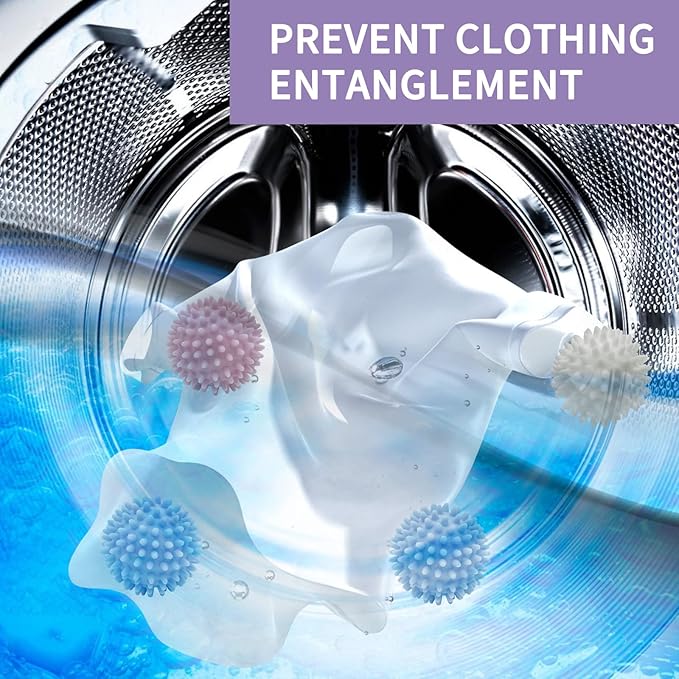 Laundry Balls, 4Pcs PVC Laundry Scrubbing Balls for Washing Machine, 2.5In Reusable Washer Laundry Dryer Balls for Reducing Clothing Wrinkles, Better Clean (4)