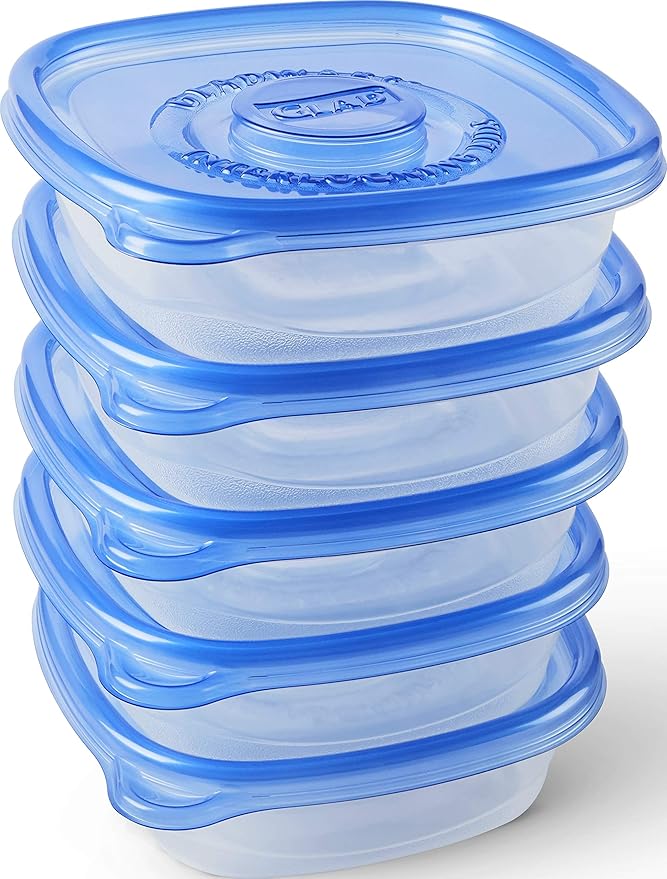 Glad GladWare Entree Food Storage Containers with Lids, Medium Square No BPA Plastic for Meal Prep and Lunches, Lock Tight Seal, Microwave and Dishwasher Safe, 25 Oz, 5 Count - 6 Pack