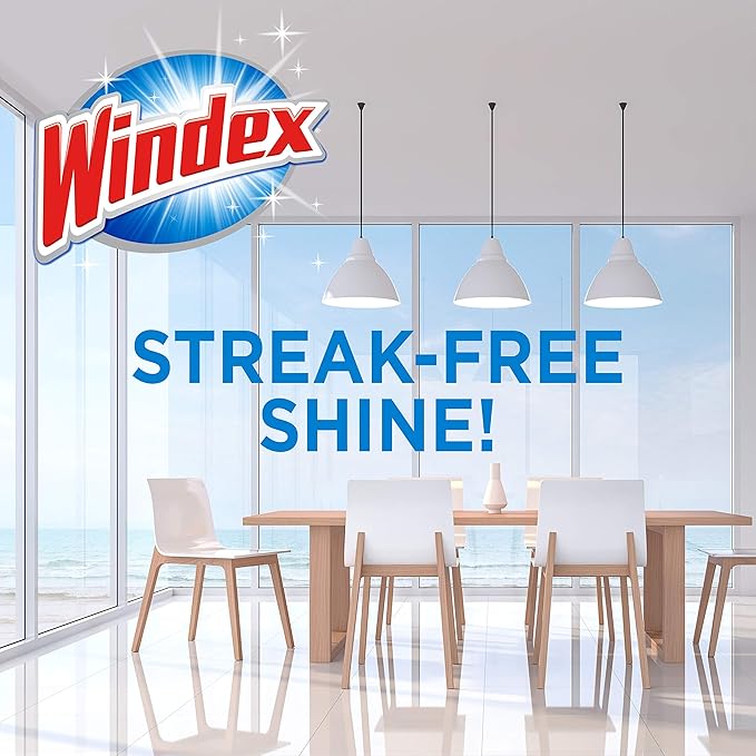 Windex Wipes Glass Cleaning, Pre-Moistened Glass and Surface Wipes to Clean Home Surfaces, Household Essentials, Original Scent, 38 Count (Pack of 2)