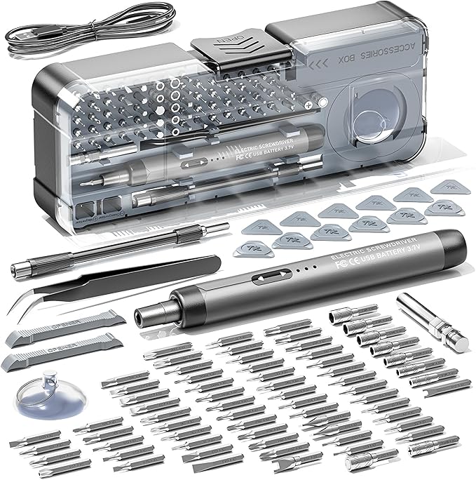 88-IN-1 Mini Electric Screwdriver Set is a comprehensive electric precision tool kit designed for electronics repair and DIY projects.
