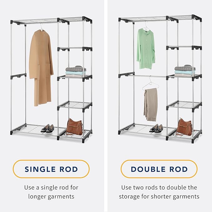 Whitmor Modern Industrial Freestanding Closet Organizer