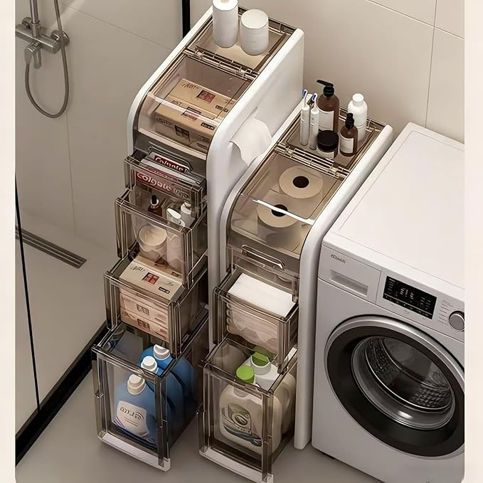 Slim Bathroom Storage Cabinet with Drawers,Narrow Bathroom Storage Cabinet,Mobile and Installation-Free,Perfect for Small Space Bathroom,Living Room,Kitchen,Toilet (A-3Tiers)