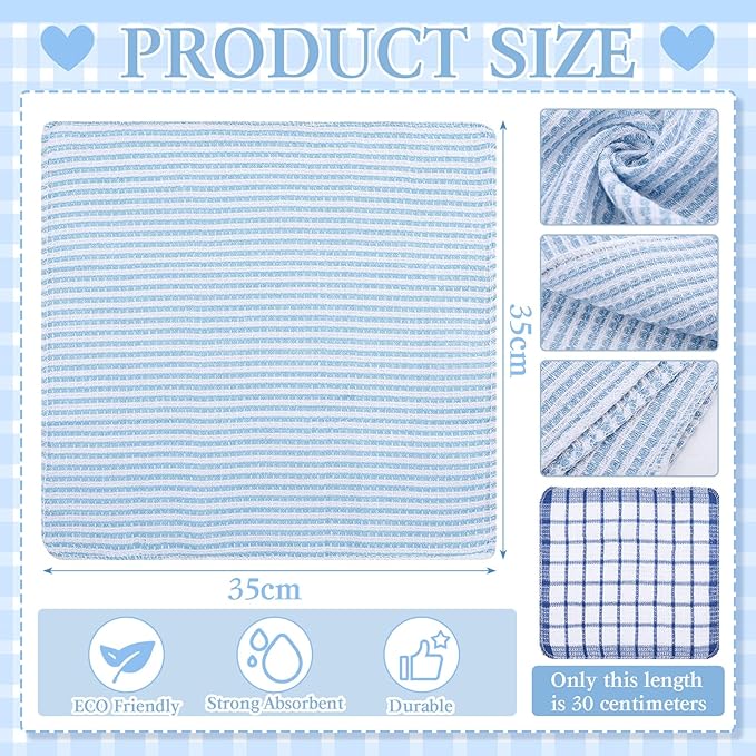 Patelai 12 Pcs Kitchen Dish Cloths for Washing Dishes Absorbent Dish Rags Cleaning Reusable Towels for Scrubbing Wipe Glass Summer Home Household Supplies(Blue,13.8'' X 13.8'')