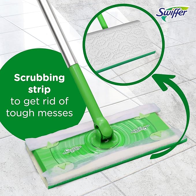 Swiffer Sweep + Mop, Wet Pads Refill, Floor Cleaner for Dirt, Dust, Hair, Cleaning Cloths for Mopping Home, Bathroom, Kitchen, All Purpose Multi-Surface Floor Wipes, Lavender, 24ct