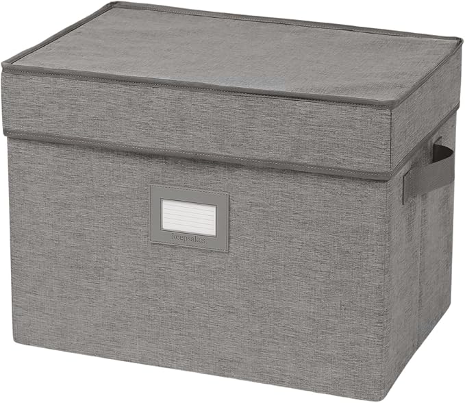 Covermates Keepsakes - Storage Box - Heavy Duty Polyester - Reinforced Handles - ID Window - Indoor Storage - Closet Storage, Grey Heather