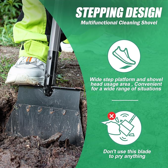 Suchtale Garden Flat Shovel Scraper, Heavy Duty Multifunctional Outdoor Cleaning Shovel with 54 Adjustable Long Handle, Ideal for Weed Removal, Lawn Edging, Trenching and Snow & Ice Scraping