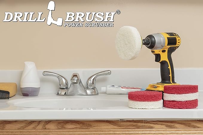Bathroom - Cleaning Supplies - Drill Brush Power Scrubber Pads - Shower Cleaner - Bathtub - Bath Mat - Bathroom Sink - Tile Cleaner - Baseboard Cleaner - Vinyl Flooring - Hard Water Stain Remover
