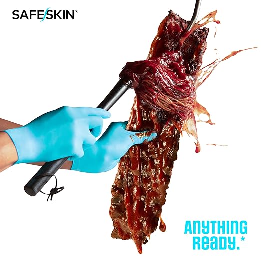 SAFESKIN Nitrile Disposable Gloves, Medium Duty, Medium Size, Powder-Free - For Food Handling, First Aid, Cleaning, Gardening, Crafting - Exam Gloves, 100-Count