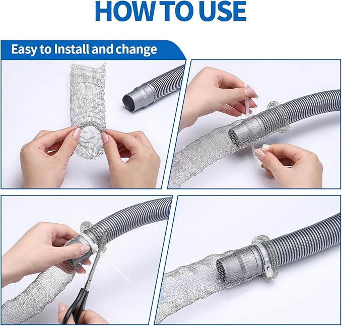 40 Pieces Lint Traps Stainless Steel Washing Machine Lint Snare Traps Laundry Mesh Washer Hose Filter with 40 Pcs Cable Ties