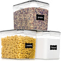 PANTRYSTAR Medium Food Storage Containers with Lids Airtight 3.6L /121.7Oz, for Flour, Sugar, Baking Supply, 3PCS BPA Free Plastic Canisters for Kitchen Pantry Organization
