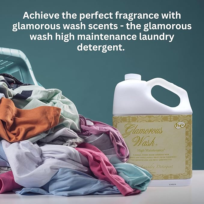 Worldwide Nutrition Bundle Compatible with Tyler Candle Company Glamorous Wash High Maintenance Scent Fine Laundry Liquid Detergent - Hand and Machine Washable - 1 Gal (3.78 L) Container with Keychain