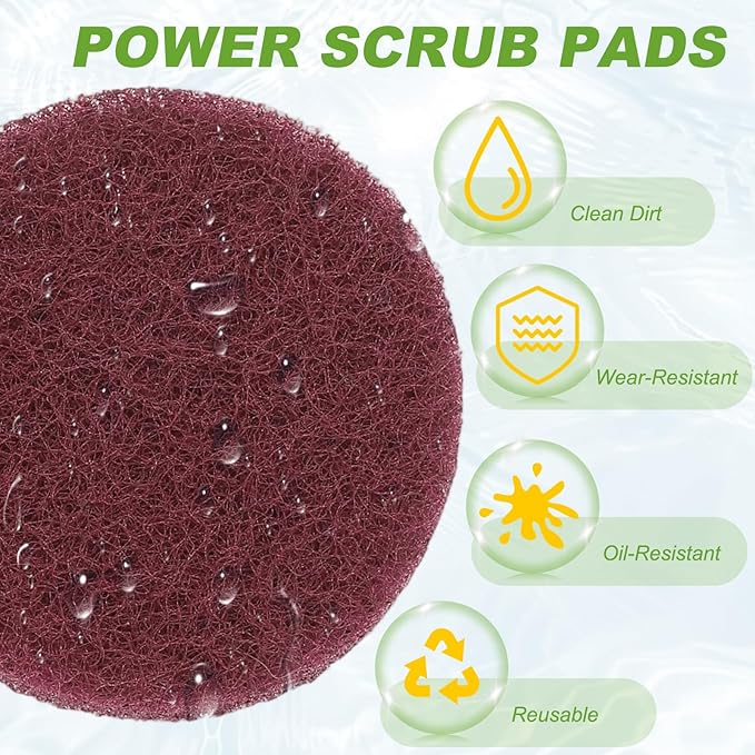 Power Scrub Pads, Scrubbing Pads 320 Grits Scouring Discs - Fitting for (Home Kitchen Cleaning - Drill Attachment - Scrubber Replacement) 20 Pcs & 2 Inch & Red