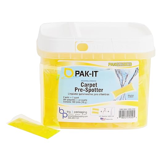PAK-IT 596420003400 Carpet Pre-Spotter, Citrus Scent, 100 PAK-ITs/Tub