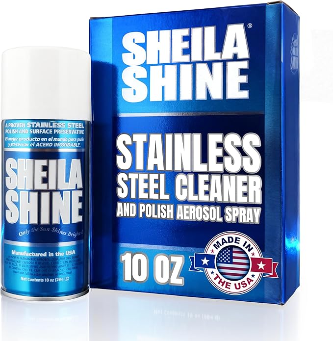 Sheila Shine 10oz Stainless Steel Cleaner and Polish - Cleans, Polishes & Protects Kitchen Appliances, Refrigerators, Sinks, Ovens & Grills - Residue, Streak Free Shine - Stainless Steel Cleaner Spray