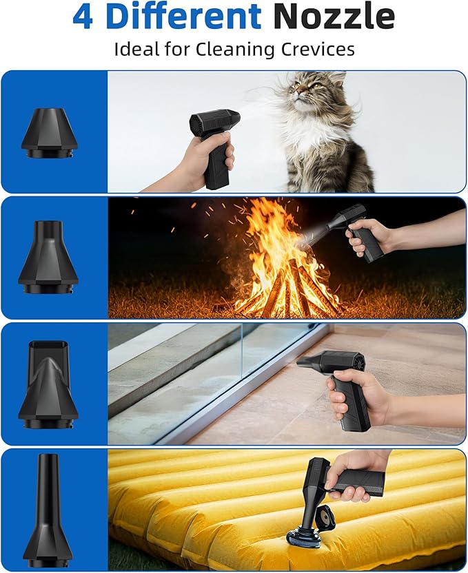 Compressed Air Duster - Electric Air Duster Super Power 110000RPM, 3-Gear Adjustable Mini Duster Blower with Fast Charging, Air Duster Rechargeable for Computer, Keyboard Cleaner, House, Outdoor, Car