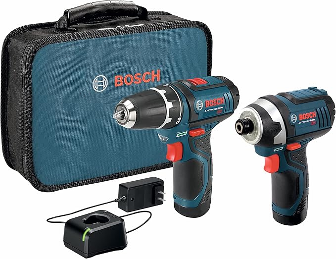 BOSCH CLPK22-120 12V Max Cordless 2-Tool Combo Kit with 3/8 in. Drill/Driver, 1/4 in. Impact Driver, (2) 2 Ah Batteries, Charger and Case