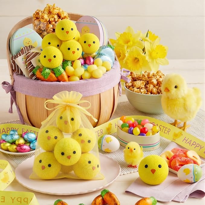 Jenaai 6 Pcs Wool Dryer Balls Bulk for Easter Laundry Basket Cute Organic XL Wool Dryer Laundry Balls Natural Soft Fabric Softener Anti Static Fabric Softener Alternative for Clothes(Easter Chick)