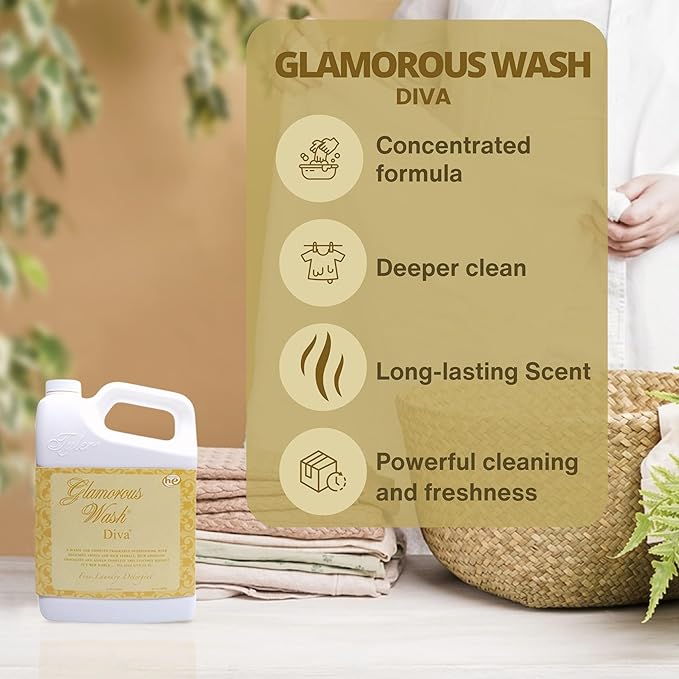 Worldwide Nutrition Bundle Compatible with Tyler Glamorous Wash Diva Laundry Liquid Detergent - Hand and Machine Washable Diva Laundry Detergent - 1.89L (64 Fl Oz) Detergent with Keychain