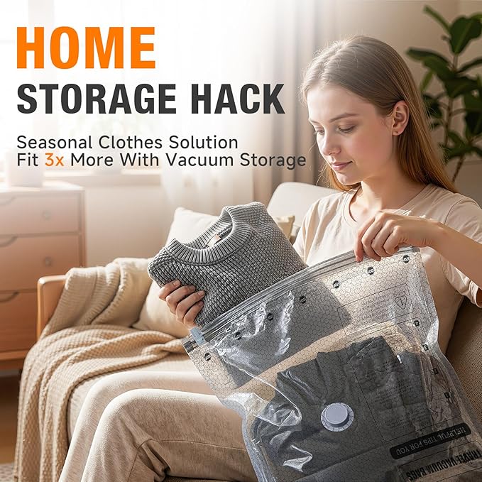 Space Saver Vacuum Storage Bags with Portable Electric Pump, Vacuum Seal Bags for Clothing Travel, Compression Bags for Travel & Home, Clothes, Blankets, Seasonal Storage, 12 Combo (4L/4M/4S)