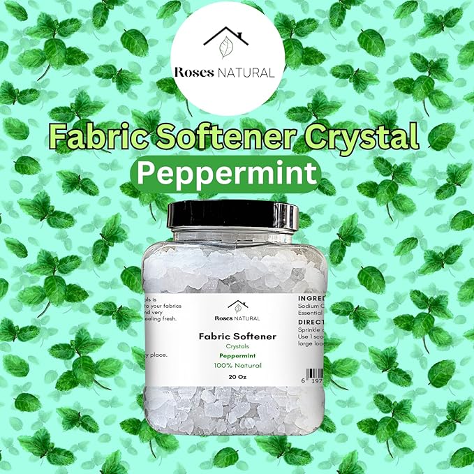 Peppermint Fabric Softener Crystals, (20 oz), Freshens and Softens Fabrics, Natural Peppermint Scent, In-Wash Fabric Beads, Non-Toxic, Made in the USA