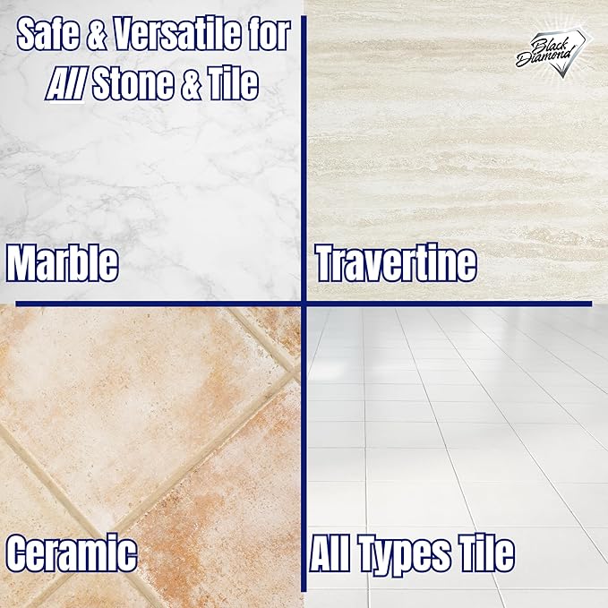 Black Diamond Stoneworks MARBLE & TILE FLOOR CLEANER. Great for Ceramic, Porcelain, Granite, Natural Stone, Vinyl and Brick. No-rinse Concentrate. (1-Quart)