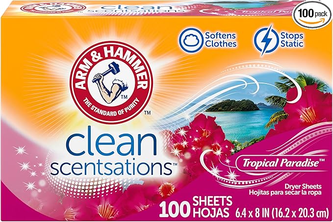 ARM & HAMMER Fabric Softener Sheets, Tropical Paradise, 100 ct