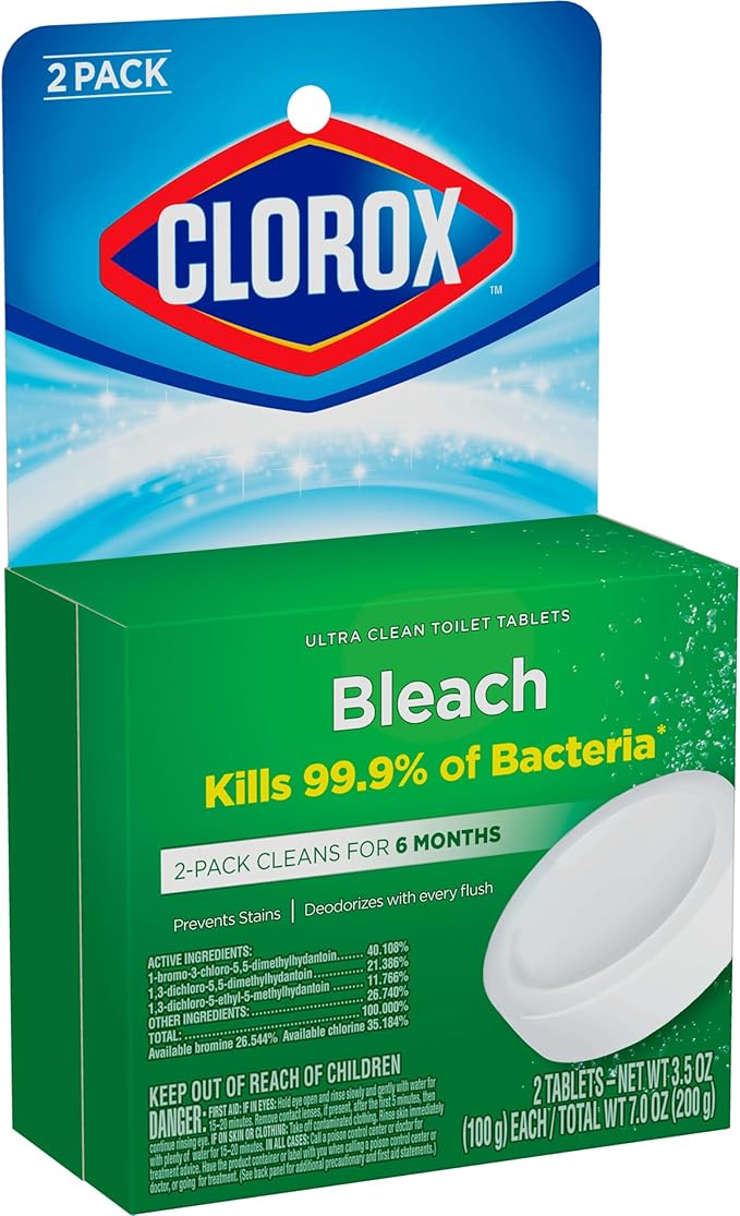 Clorox Ultra Clean Toilet Tablets Bleach 2 Count, 3.5 Oz Each (Pack May Vary)